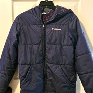 Columbia Sportswear Co. Girl's Navy Blue Reversible Puffer Coat Size YL